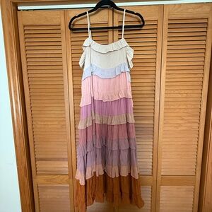 Vici Multicolor Ruffle Maxi Dress